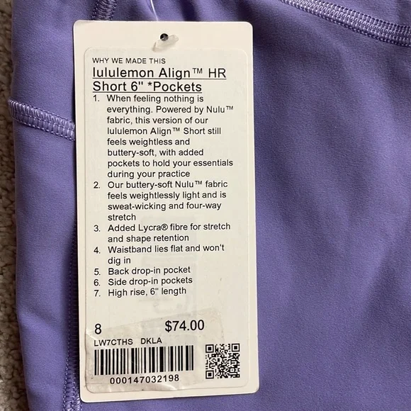 lululemon athletica High Waist Shorts in Lavender with Pockets - Picture 7 of 7